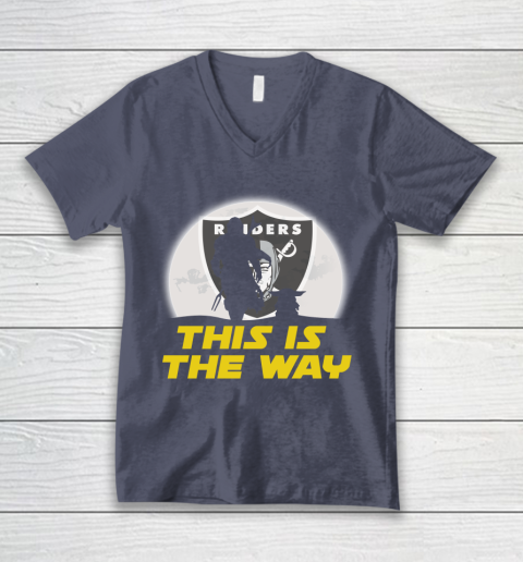 Oakland Raiders NFL Football Star Wars Yoda And Mandalorian This Is The Way V-Neck T-Shirt 7