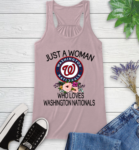 MLB Just A Woman Who Loves Washington Nationals Baseball Sports Racerback Tank 5