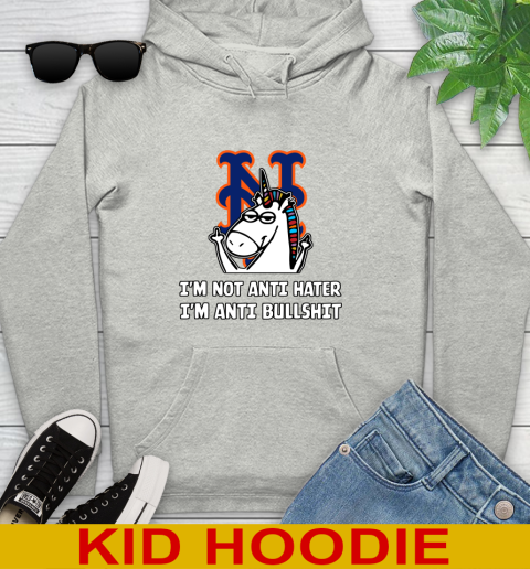 New York Mets MLB Baseball Unicorn I'm Not Anti Hater I'm Anti Bullshit Youth Hoodie