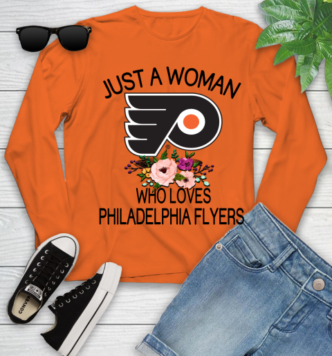 NHL Just A Woman Who Loves Philadelphia Flyers Hockey Sports Youth Long Sleeve 2