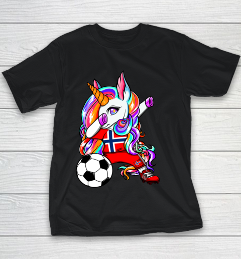 Dabbing Unicorn Norway Soccer Fans Jersey Norwegian Football Youth T-Shirt