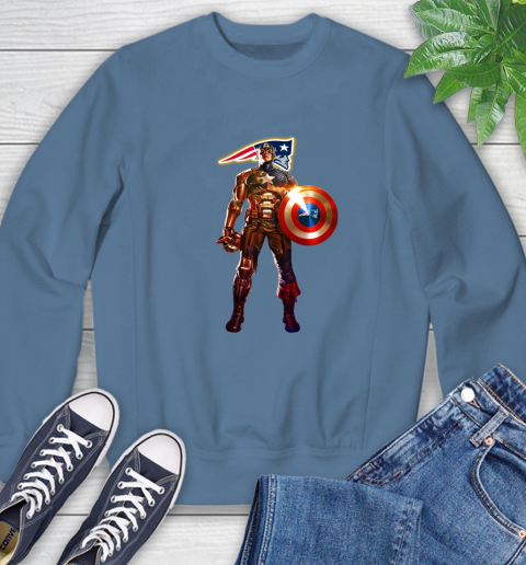 NFL Captain America Marvel Avengers Endgame Football Sports New England Patriots Sweatshirt 7
