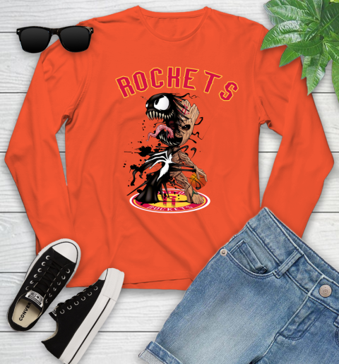 NBA Houston Rockets Basketball Venom Groot Guardians Of The Galaxy Youth Long Sleeve 4