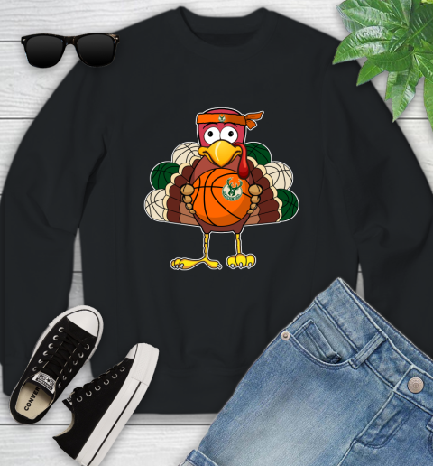 Milwaukee Bucks Turkey thanksgiving day Youth Sweatshirt 2