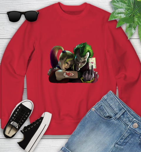Kansas City Chiefs NFL Football Joker Harley Quinn Suicide Squad Youth Sweatshirt 9