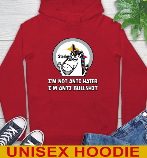 Pittsburgh Steelers NFL Football Unicorn I'm Not Anti Hater I'm Anti Bullshit Hoodie 10