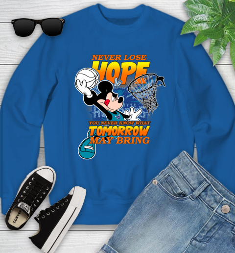 Charlotte Hornets NBA Basketball Mickey Disney Never Lose Hope Youth Sweatshirt 7
