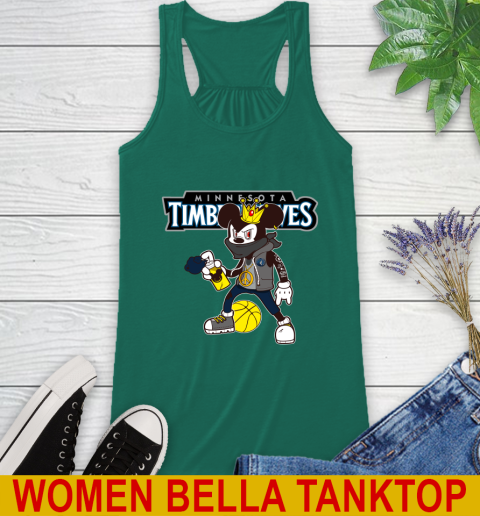 Minnesota Timberwolves NBA Basketball Mickey Peace Sign Sports Racerback Tank 7