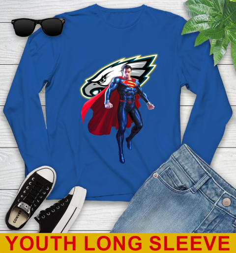 NFL Superman DC Sports Football Philadelphia Eagles Youth Long Sleeve 10