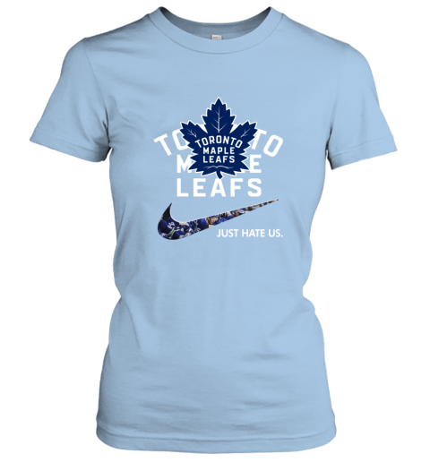 NHL  Toronto mapple leafs x Nike Just Hate Us ujbz nhltoronto mapple leafs x nike just hate us ladies t shirt 20 front light blue