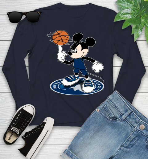 NBA Basketball Minnesota Timberwolves Cheerful Mickey Disney Shirt Youth Long Sleeve 3