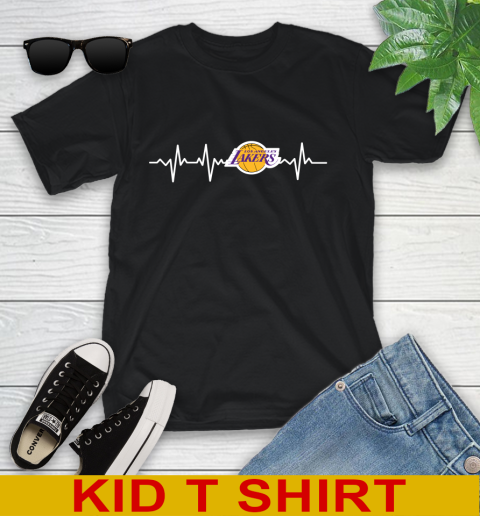 Los Angeles Lakers NBA Basketball Heart Beat Shirt Youth T-Shirt