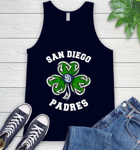 MLB San Diego Padres Three Leaf Clover St Patrick's Day Baseball Sports Tank Top 2