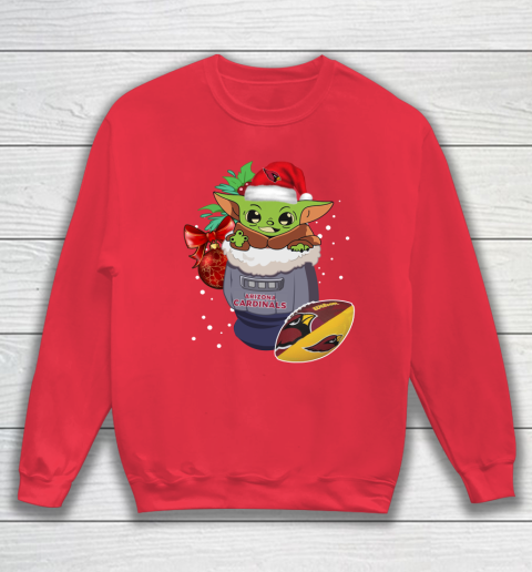 Arizona Cardinals Christmas Baby Yoda Star Wars Funny Happy NFL Sweatshirt 8