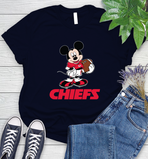 NFL Football Kansas City Chiefs Cheerful Mickey Mouse Shirt Women's T-Shirt 3