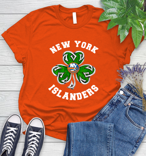 NHL New York Islanders Three Leaf Clover St Patrick's Day Hockey Sports Women's T-Shirt 3