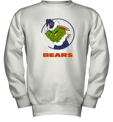 I Hate People But I Love My Chicago Bears Grinch NFL Youth Sweatshirt