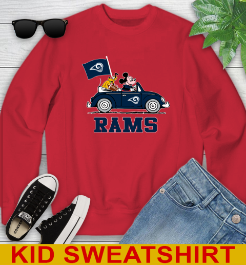 NFL Football Los Angeles Rams Pluto Mickey Driving Disney Shirt Youth Sweatshirt 8