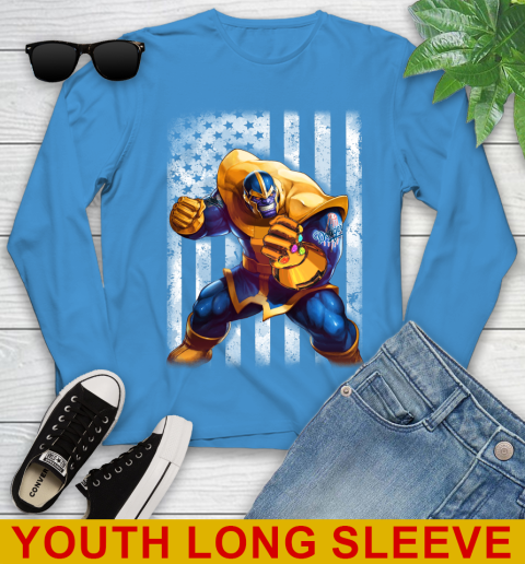 MLB Baseball Los Angeles Dodgers Thanos Marvel American Flag Shirt Youth Long Sleeve 8