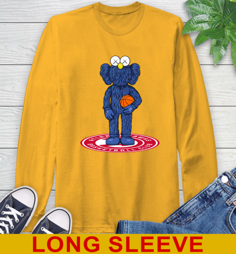 NBA Basketball Atlanta Hawks Kaws Bff Blue Figure Shirt Long Sleeve T-Shirt 3