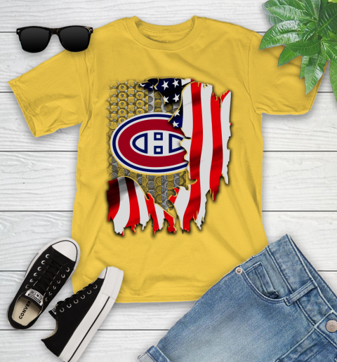 Montreal Canadiens NHL Hockey American Flag Youth T-Shirt 10