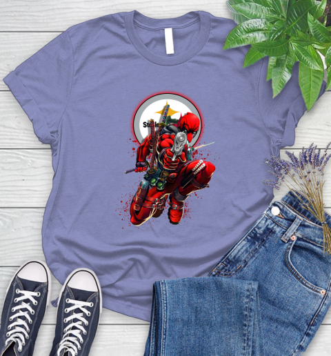 NFL Deadpool Marvel Comics Sports Football Pittsburgh Steelers Women's T-Shirt 11
