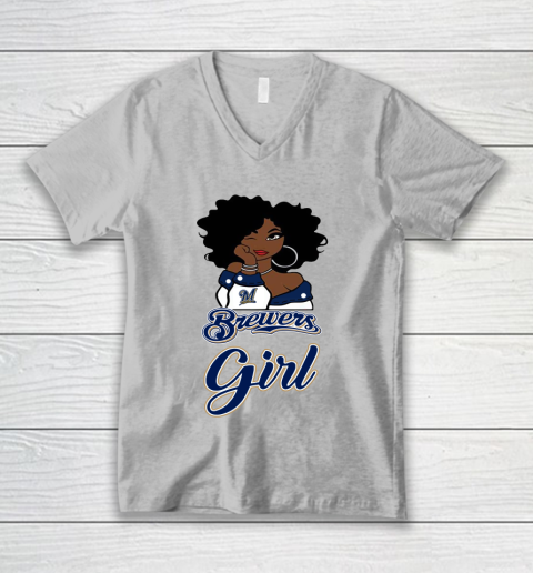 Milwaukee Brewerss Girl MLB V-Neck T-Shirt 4