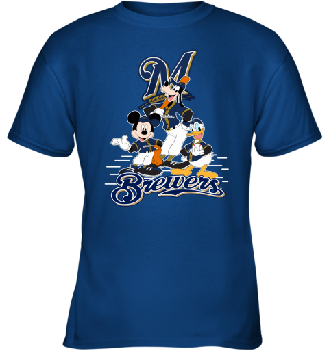 Baseball Mickey Team Milwaukee Brewers Youth T-Shirt 