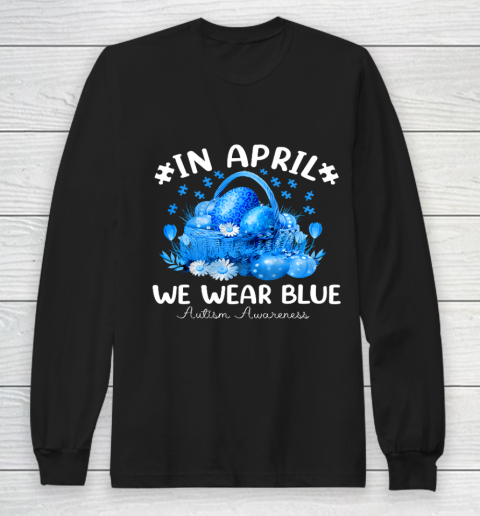 Blue Leopard Eggs Easter In April We Wear Blue Autism Kids Long Sleeve T-Shirt