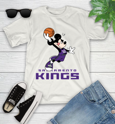 NBA Basketball Sacramento Kings Cheerful Mickey Mouse Shirt Youth T-Shirt 2