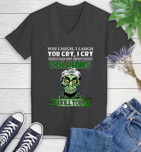 NFL Talk Shit About Miami Dolphins I Kill You Achmed The Dead Terrorist Jeffrey Dunham Football Women's V-Neck T-Shirt 8