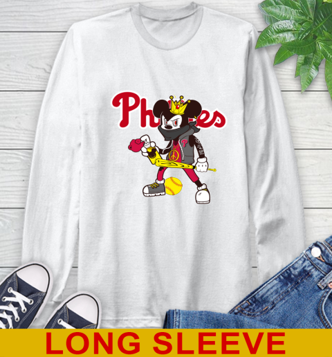 Philadelphia Phillies MLB Baseball Mickey Peace Sign Sports Long Sleeve T-Shirt