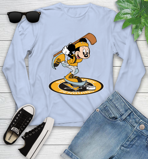 NHL Hockey Pittsburgh Penguins Cheerful Mickey Disney Shirt Youth Long Sleeve 9