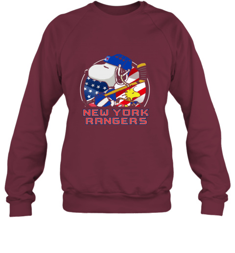 w0zs new york rangersnoopy and woodstock nhl sweatshirt 35 front maroon