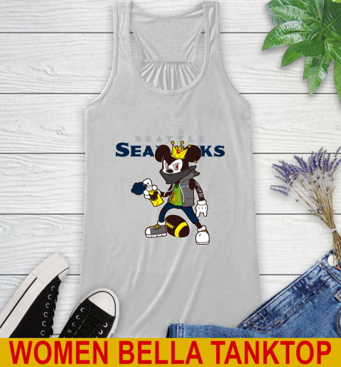 Seattle Seahawks NFL Football Mickey Peace Sign Sports Racerback Tank