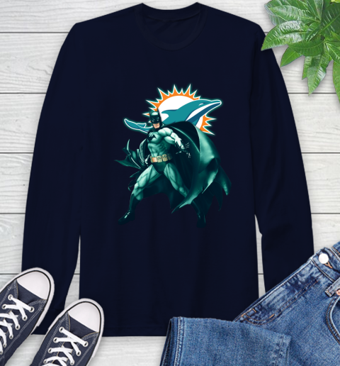 NFL Batman Football Sports Miami Dolphins Long Sleeve T-Shirt 4