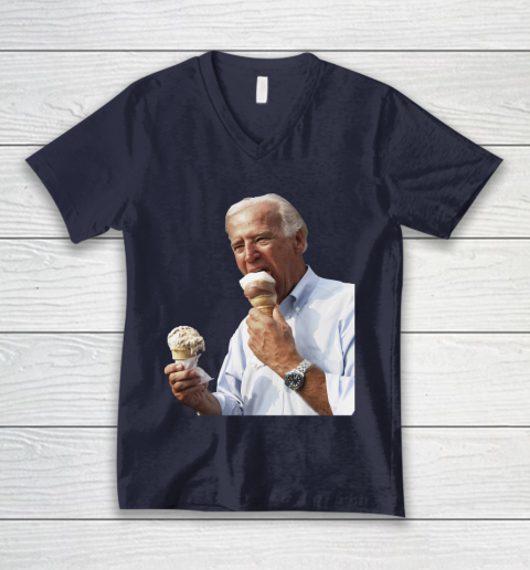 Joe Biden Eating Ice Cream V-Neck T-Shirt 2