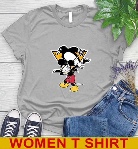 Pittsburgh Penguins NHL Hockey Dabbing Mickey Disney Sports Women's T-Shirt 5