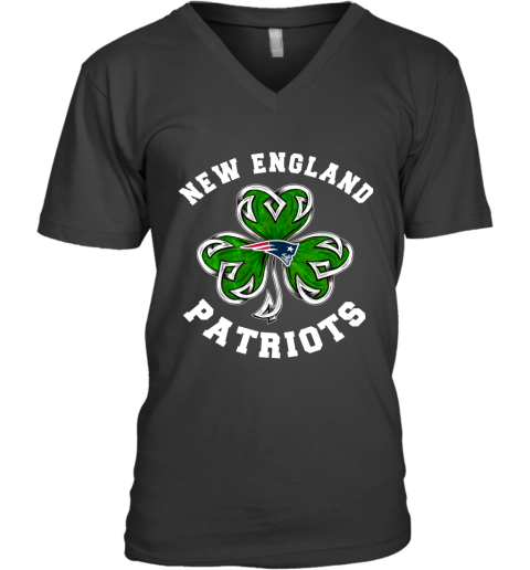 NFL New England Patriots Three Leaf Clover St Patrick's Day Football Sports TXK3T85Z5G8 v neck unisex 8 95 151514 front black