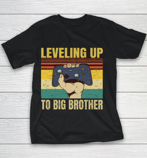 Leveling Up To Big Brother Funny Gamer Brothers Gift Youth T-Shirt