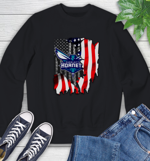 Charlotte Hornets NBA Basketball American Flag Sweatshirt