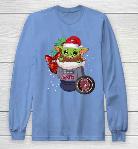 Arizona Coyotes Christmas Baby Yoda Star Wars Funny Happy NHL Long Sleeve T-Shirt 11