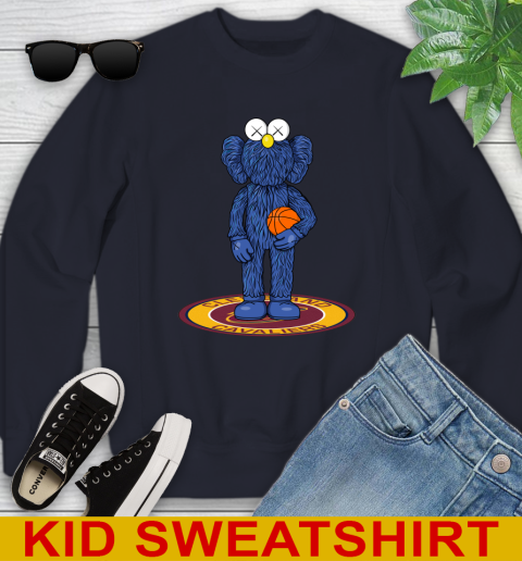 NBA Basketball Cleveland Cavaliers Kaws Bff Blue Figure Shirt Youth Sweatshirt 3