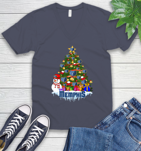 Memphis Grizzlies Merry Christmas NBA Basketball Sports V-Neck T-Shirt - Image 9