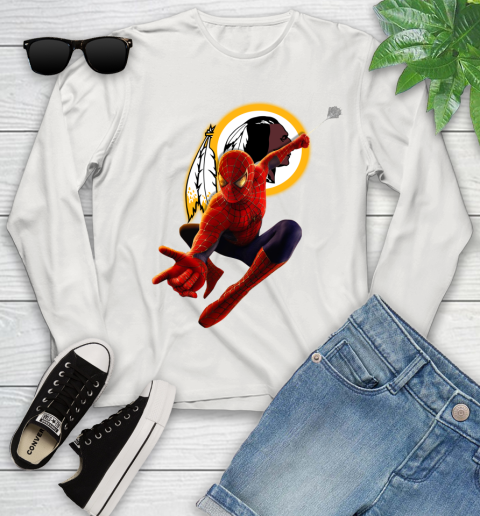 NFL Spider Man Avengers Endgame Football Washington Redskins Youth Long Sleeve 12