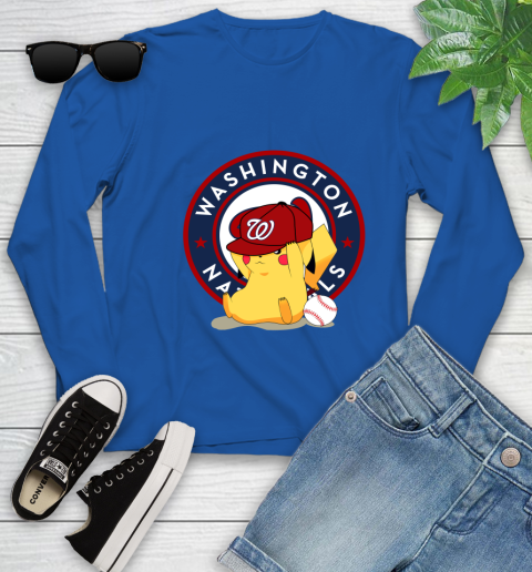MLB Pikachu Baseball Sports Washington Nationals Youth Long Sleeve 9