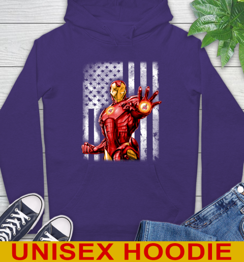 Cleveland Indians MLB Baseball Iron Man Avengers American Flag Shirt Hoodie 5