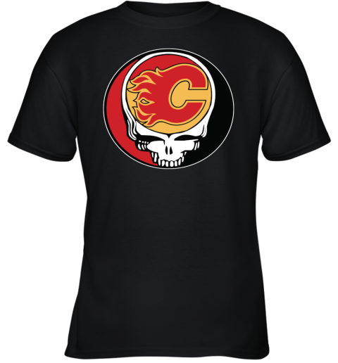 Calgary Flames Grateful Dead Steal Your Face Hockey Nhl Shirts Kids T-Shirt