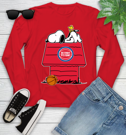 Detroit Pistons NBA Basketball Snoopy Woodstock The Peanuts Movie Youth Long Sleeve 11