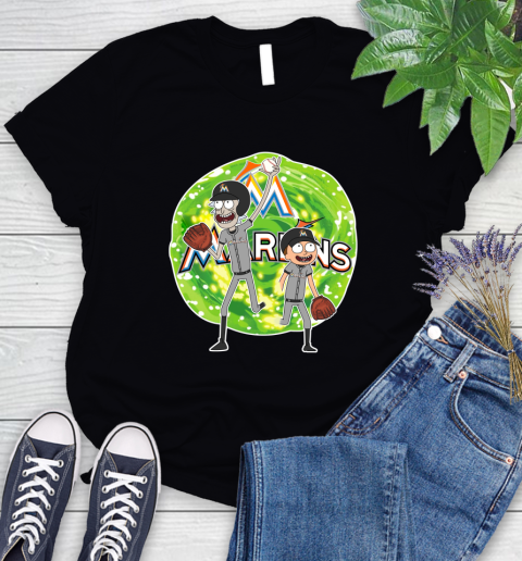 MLB Miami Marlins Rick And Morty Baseball Sports Women's T-Shirt 2